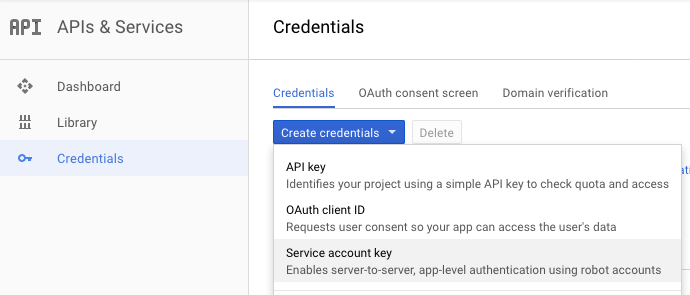 Create new credentials