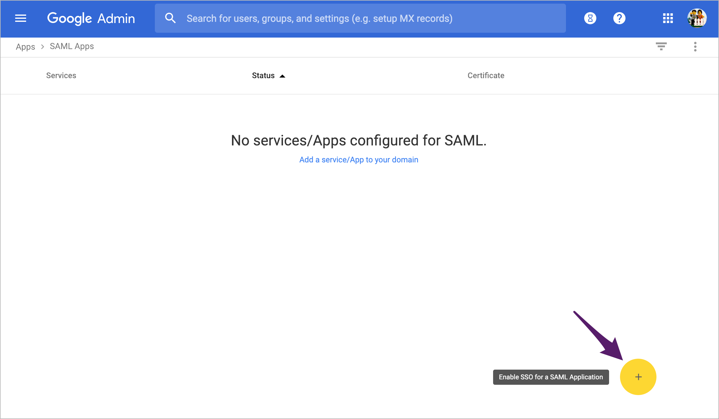 Create a new SAML app