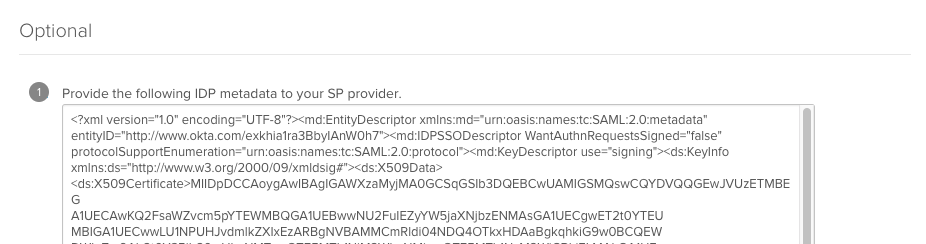 SAML Application Metadata